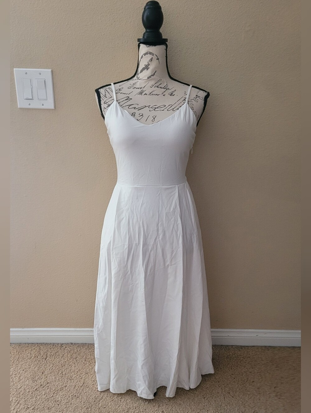 OGL Bamboo Ponte V-Neck Fit-and-Flare Midi Brami Sundress with Pockets